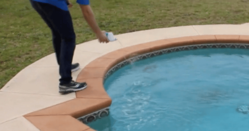 pouring CV-600 into a pool